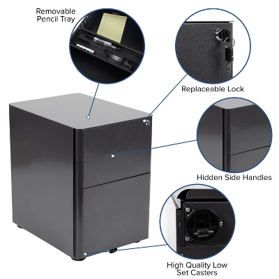 Flash Furniture Work From Home Kit - Black Computer Desk, Ergonomic Mesh Office Chair And Locking Mobile Filing Cabinet With Side Handles - Image 4