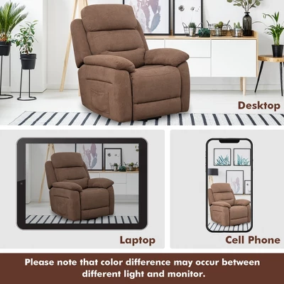 Costway Power Lift Recliner Chair Sofa For Elderly W/ Side Pocket & Remote Control GreyBrown - Image 6