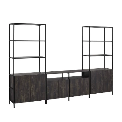 3pc Jacobsen Entertainment Set With Large Etageres Brown Ash - Crosley - Image 4