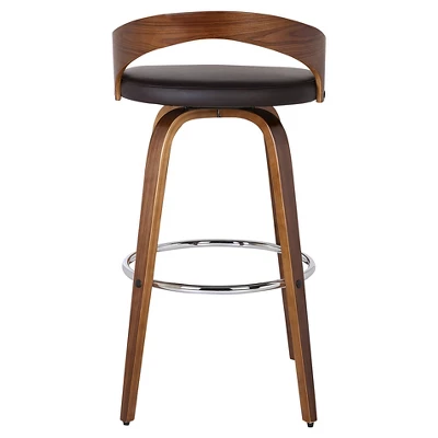 26" Sonia Counter Height Barstool Faux Leather Brown - Armen Living - Image 2