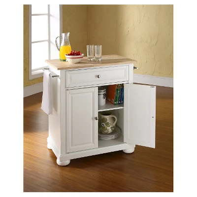 Alexandria Natural Wood Top Portable Kitchen Island - White - Crosley - Image 3