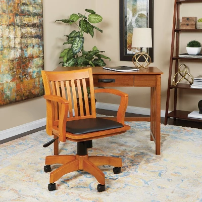 Deluxe Wood Banker's Chair Padded Seat With Base Fruitwood - OSP Home Furnishings - Image 5