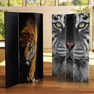 6" Double Sided Tiger Room Divider Orange - Oriental Furniture - Image 3