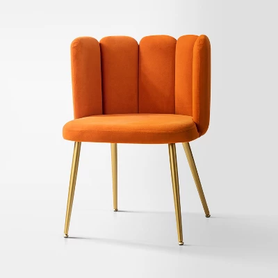 Barbara Contemparary Velvet Vanity Stool For Makeup Room, Moden Accent Side Chairs For Living Room With Shell Back And Golden Metal Legs | ARTFUL LIVING DESIGN - Image 18