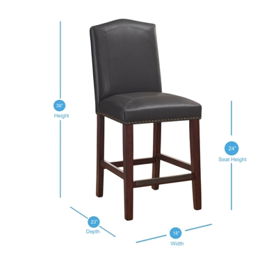 Carteret Gray Leather Counter Stool In Espresso - Comfort Pointe - Image 7