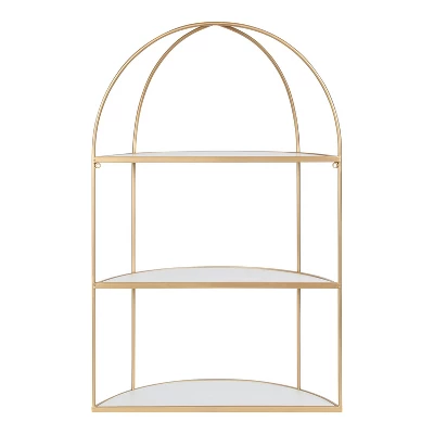 21" X 32" Freade Tiered Decorative Wall Shelf White/Gold - Kate & Laurel All Things Decor - Image 2