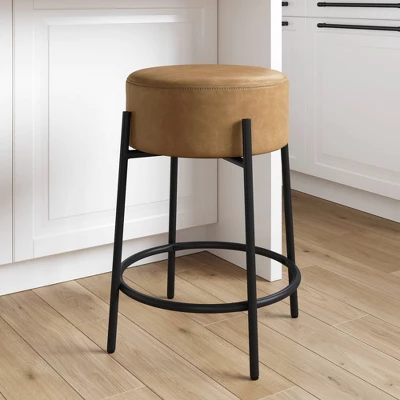 24" Isaac Upholstered Backless Barstool - Nathan James - Image 2