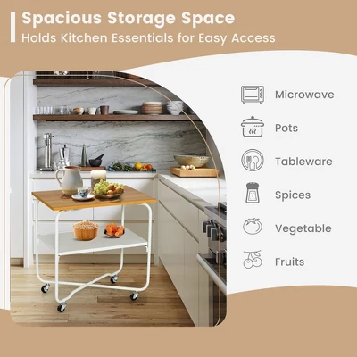 Tangkula 2-Tier Folding Rolling Cart Kitchen Utility Cart Tool-Free Installing - Image 5