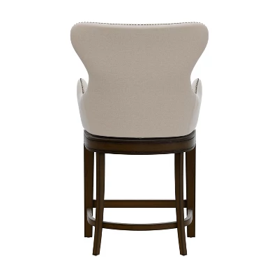 25.75" Caydena Memory Return Swivel Wood Counter Height Barstool Rustic Gray/Cream Fabric - Hillsdale Furniture - Image 7