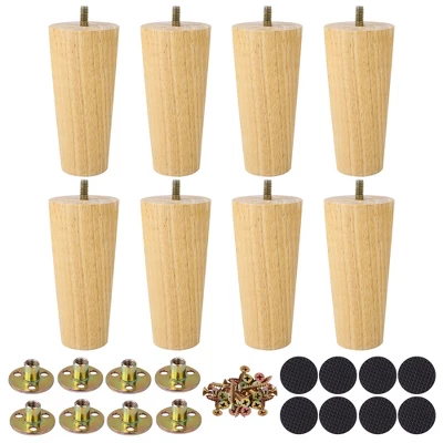 Unique Bargains Round Solid Wood Sofa Armchair Recliner Coffee Table Modern Replacement Furniture Legs Set Of 8 - Image 7