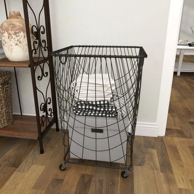 Square Industrial Metal Storage Cart Black CosmoLiving By Cosmopolitan - Image 19