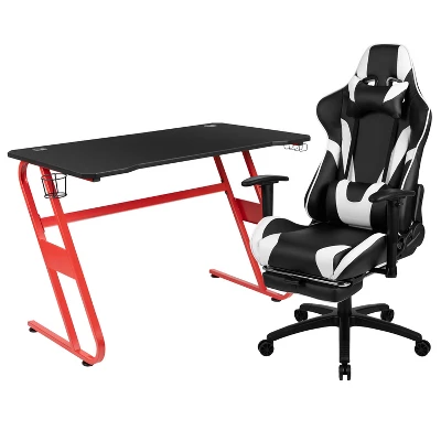 Flash Furniture Gaming Desk And Footrest Reclining Gaming Chair Set With Cup Holder And Headphone Hook - Image 12