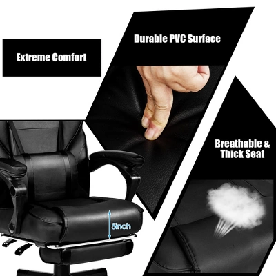 Costway Massage Gaming Chair Reclining Racing Computer Office Chair With Footrest White BlackBlueRed - Image 5