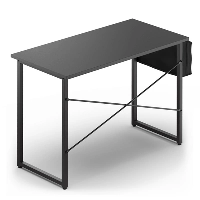 Costway 40''Modern Computer Desk Study Writing Table W/ Storage Bag Black/Coffee/Brown - Image 4