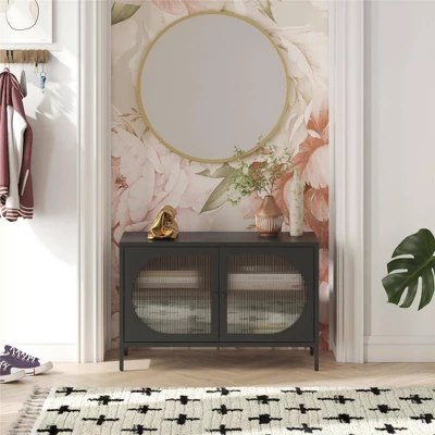 Luna Wide 2 Door Accent Cabinet With Fluted Glass - Mr. Kate