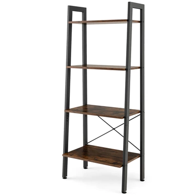 Costway 4-Tier Bookshelf Industrial Display Storage Shelf Plant Flower Stand Metal Frame - Image 8