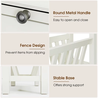 Tangkula 2 PCS Side Table End Table Nightstand W/ Bottom Storage Shelf & Rubber Wood Legs - Image 6