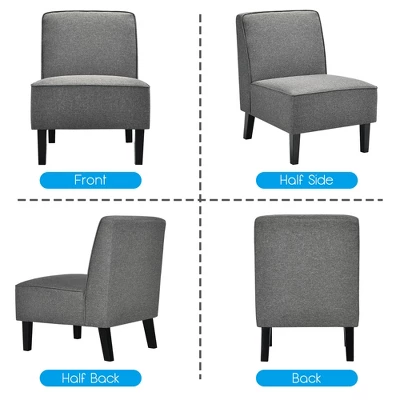 Costway Accent Chair Armless Fabric Sofa Living Room Furniture Gray - Image 7