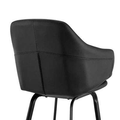 26" Brigden Swivel Counter Height Barstool With Faux Leather Black Metal - Armen Living - Image 6