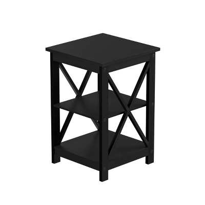 Hastings Home End Table With Two Shelves, X-Leg Design, And Wooden Stand, Black - Image 5