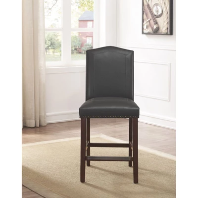 Carteret Gray Leather Counter Stool In Espresso - Comfort Pointe - Image 3