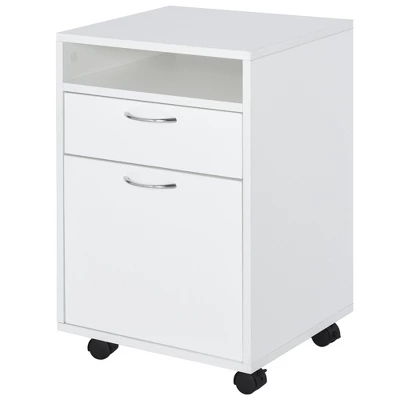 HOMCOM Mobile Storage Cabinet Organizer With Drawer And Cabinet, Printer Stand With Castors - Image 8