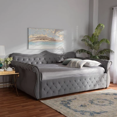 Abbie Velvet Fabric Upholstered Crystal Tufted Daybed - Baxton Studio - Image 6