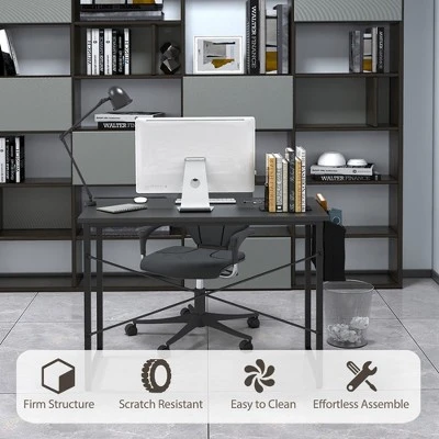 Costway 40''Modern Computer Desk Study Writing Table W/ Storage Bag Black/Coffee/Brown - Image 6