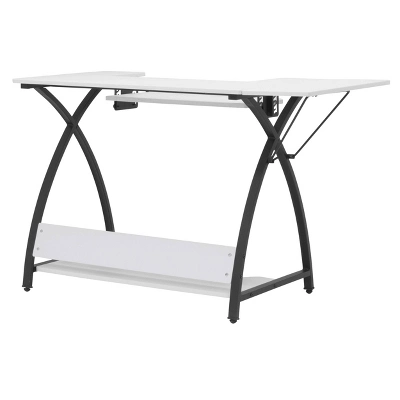 Comet Plus Sewing/Office Table With Fold Down Top, Height Adjustable Platform And Bottom Storage Shelf Black/White - Sew Ready - Image 8