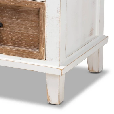 Glynn Wood 1 Drawer Nightstand White/Brown - Baxton Studio - Image 5