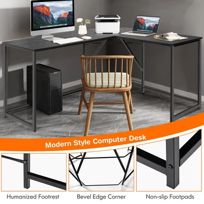 Costway 58''x 47'' L Shaped Corner Computer Desk Home Office Workstation BrownBlack - Image 7