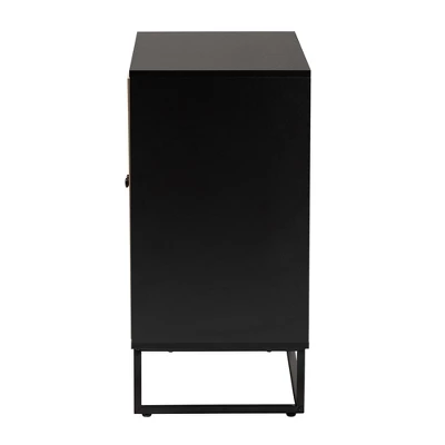 Declan Wood And Natural Rattan 2 Door Storage Cabinet Espresso Brown/Black - Baxton Studio - Image 4