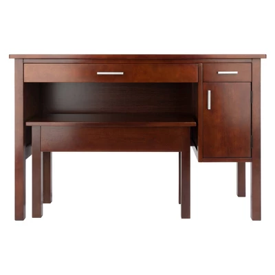 2pc Emmett Desk Set With Bench Walnut - Winsome - Image 3