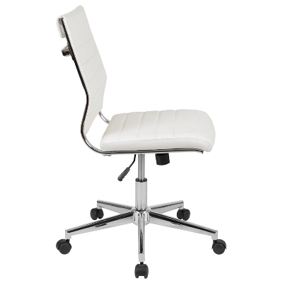 Merrick Lane Ergonomic Swivel Office Chair Ribbed Back And Seat Mid-Back Armless Computer Desk Chair With Metal Base - Image 4