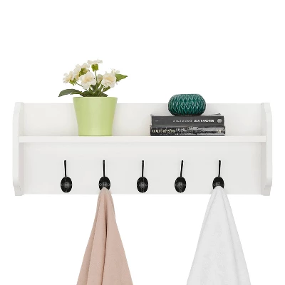 25" X 9" Entryway Floating Utility Wall Shelf With Hooks White - Danya B. - Image 9