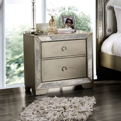 Schulich 2 Drawer Nightstand Champagne - HOMES: Inside + Out
