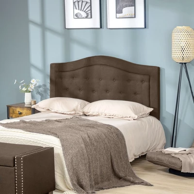 HOMCOM Upholstered Headboard, Button Tufted Bedhead Board, Home Bedroom Decoration For Full-Sized Beds, Brown - Image 2