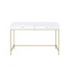 Ottey 2 Drawer Desk White High Gloss/Gold - Acme Furniture