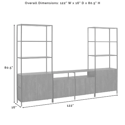 3pc Jacobsen Entertainment Set With Large Etageres Brown Ash - Crosley - Image 10