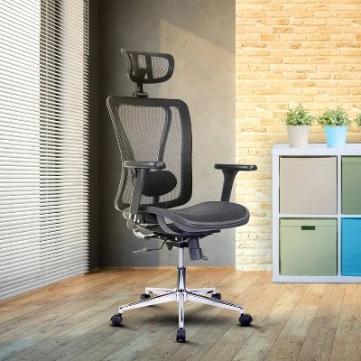 High Back Executive Mesh Office Chair Chrome/Black - Techni Mobili