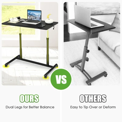 Costway Height Adjustable Computer Desk Sit To Stand Rolling Notebook Table Black - Image 8