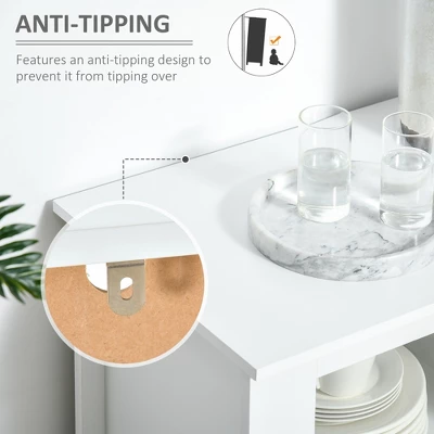 HOMCOM Modern Sideboard, Serving Buffet Cabinet, Cupboard With Glass Doors, Drawers And Adjustable Shelves For Living Room, White - Image 5