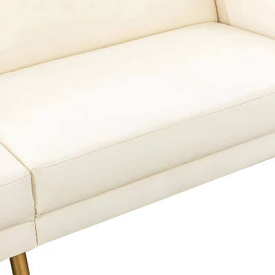 Lanna 76"Wide Vegan Leather Modern Style Convertible Futon Sofa Bed For Living Room Guest Bedroom | ARTFUL LIVING DESIGN - Image 8