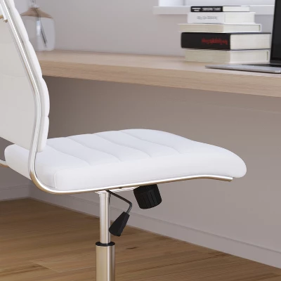 Merrick Lane Ergonomic Swivel Office Chair Ribbed Back And Seat Mid-Back Armless Computer Desk Chair With Metal Base - Image 9