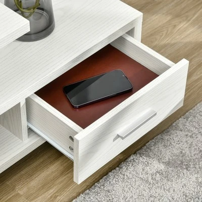 HOMCOM Modern TV Stand For TVs Up To 45", TV Cabinet With Storage Shelf And Drawer, Entertainment Center For Living Room Bedroom, White - Image 4