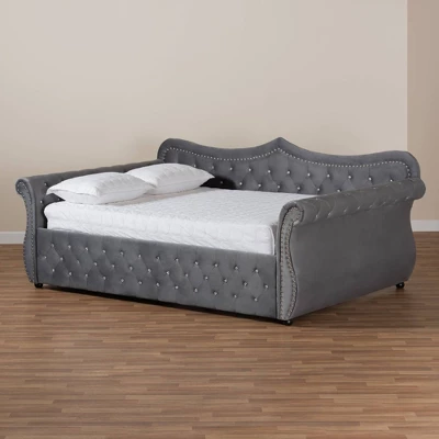 Abbie Velvet Fabric Upholstered Crystal Tufted Daybed - Baxton Studio - Image 7