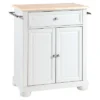 Alexandria Natural Wood Top Portable Kitchen Island - White - Crosley