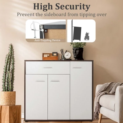 Costway 3-Door Buffet Sideboard Kitchen Storage Cabinet Console Cupboard W/Drawer - Image 6