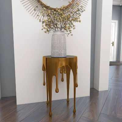 Contemporary Aluminum Melting Accent Table - Olivia & May - Image 9