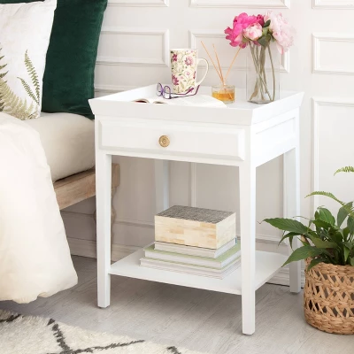 Hampton Side Table With Drawer White - Finch